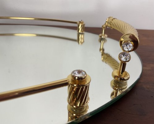 Italian 24-Karat Gold Plated and Brass Tray with Mirror, 1980s-WZZ-1768344