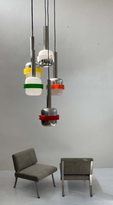 Italian 4-Light Suspension Pendant Lamp, 1950s-HUR-655243