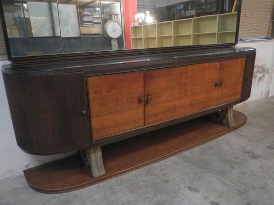 Italian 6-Door Sideboard with Mirror in the Style of Paolo Buffa, 1940s, Set of 2-WWQ-782234