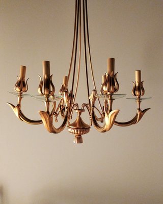 Italian 6-Light Chandelier by Oscar Torlasco, 1960s-ZST-632456