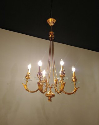 Italian 6-Light Chandelier by Oscar Torlasco, 1960s-ZST-632456