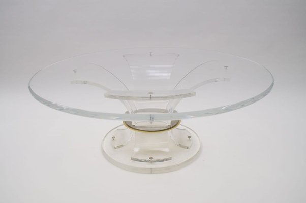 Italian Acrylic Coffee Table with Bicolor Ring, 1970s-KQB-725235