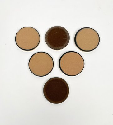 Italian Acrylic Glass and Brass Barware Coasters with Leaf Inclusions from Christian Dior, 1960s, Set of 6-LYQ-1214936