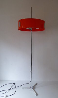 Italian Acrylic Glass and Orange Chromed Floor Lamp, 1970s-AWL-656828