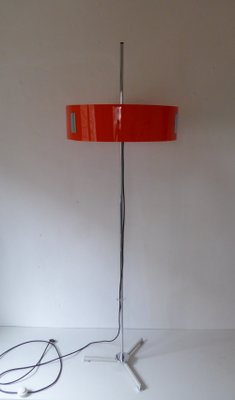 Italian Acrylic Glass and Orange Chromed Floor Lamp, 1970s-AWL-656828