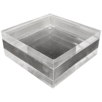 Italian Acrylic Glass and Silver Squared Decorative Box, 1970s-JDR-1126114