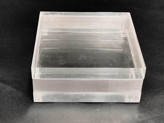 Italian Acrylic Glass and Silver Squared Decorative Box, 1970s-JDR-1126114