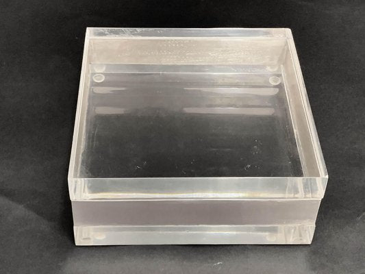 Italian Acrylic Glass and Silver Squared Decorative Box, 1970s-JDR-1126114