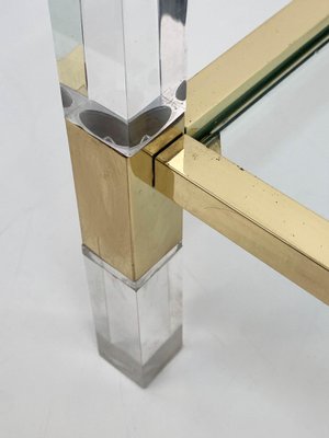 Italian Acrylic Glass & Brass Square Cocktail Table by Charles Hollis Jones, 1970s-JDR-1125970