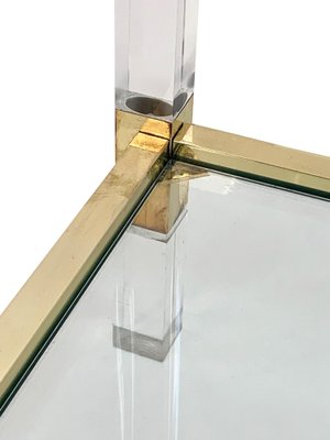 Italian Acrylic Glass & Brass Square Cocktail Table by Charles Hollis Jones, 1970s-JDR-1125970