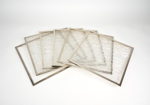 Italian Acrylic Glass & Steel Placemats, 1970s, Set of 6-LYQ-1171225