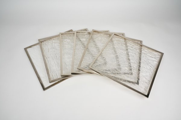 Italian Acrylic Glass & Steel Placemats, 1970s, Set of 6-LYQ-1171225