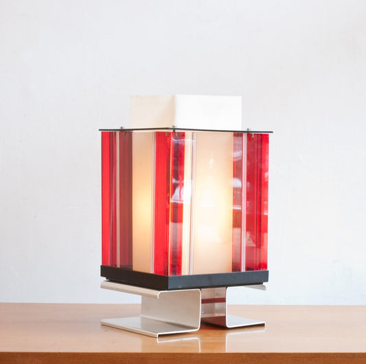 Italian Acrylic Table Lamp in the Style of Angelo Brotto, 1970s