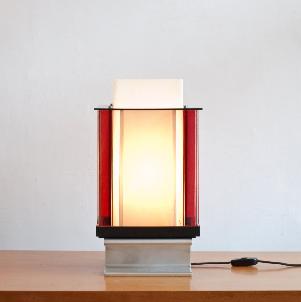 Italian Acrylic Table Lamp in the Style of Angelo Brotto, 1970s