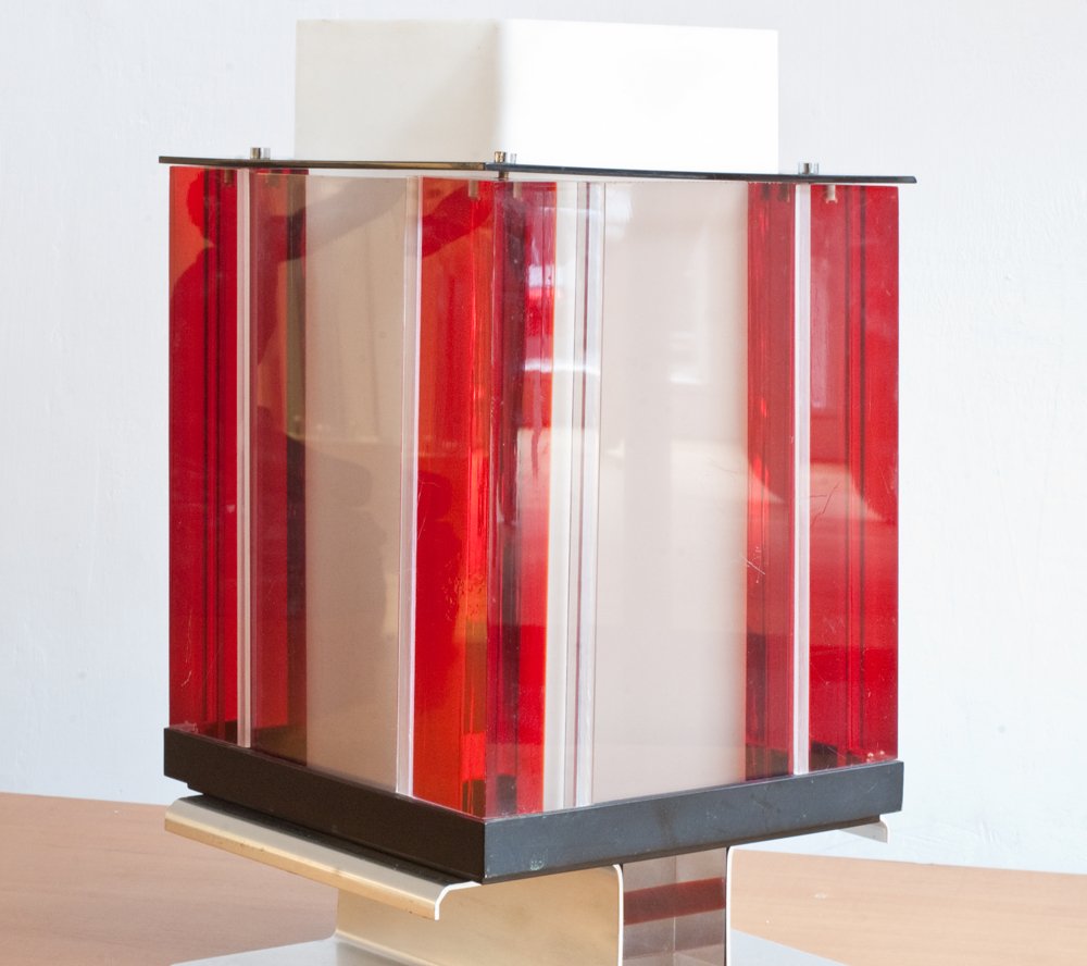 Italian Acrylic Table Lamp in the Style of Angelo Brotto, 1970s