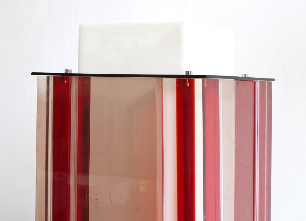 Italian Acrylic Table Lamp in the Style of Angelo Brotto, 1970s