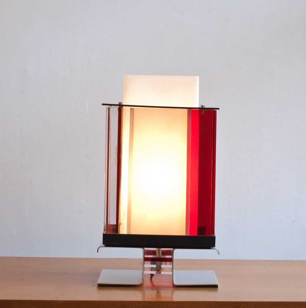 Italian Acrylic Table Lamp in the Style of Angelo Brotto, 1970s