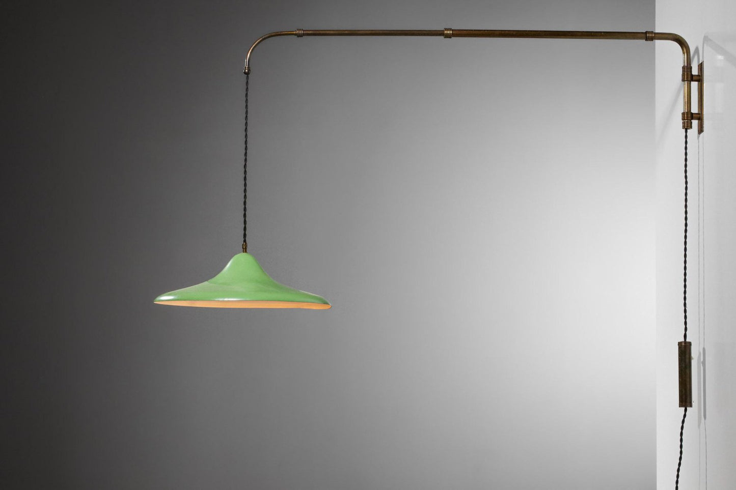 Italian Almond Green Metal Wall Light from Arredoluce, 1960s