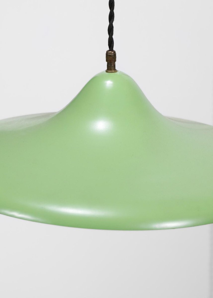 Italian Almond Green Metal Wall Light from Arredoluce, 1960s