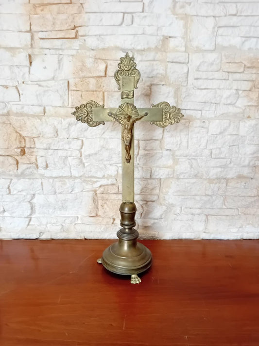 Italian Altar Crucifix in Brass