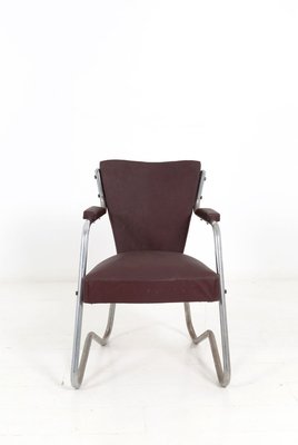 Italian Aluminum and Brown Leatherette Lounge Chair, 1950s-YSU-722016