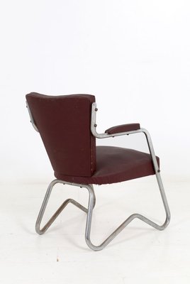 Italian Aluminum and Brown Leatherette Lounge Chair, 1950s-YSU-722016