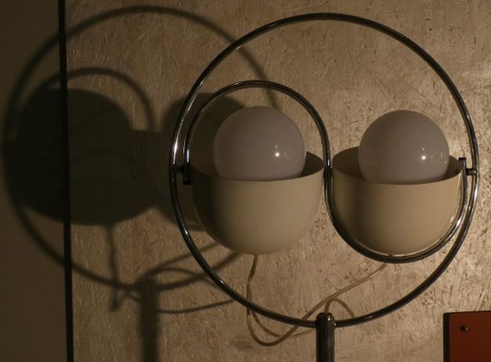 Italian Aluminum and Steel Circle Floor Lamp, 1960s-ERB-797392