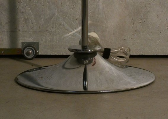 Italian Aluminum and Steel Circle Floor Lamp, 1960s-ERB-797392