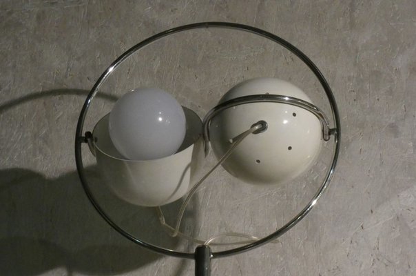 Italian Aluminum and Steel Circle Floor Lamp, 1960s-ERB-797392