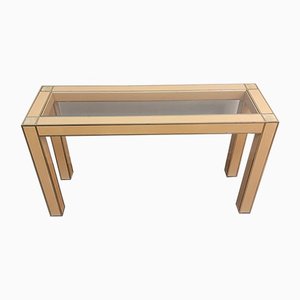 Italian Aluminum Lacquered Wood and Glass Design Console, 1970s-ZST-1161217