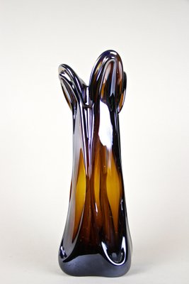 Italian Amber Colored Vase in Murano Glass with Chrome Effect, 1970-TQA-1322003