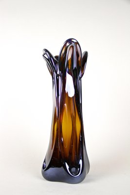 Italian Amber Colored Vase in Murano Glass with Chrome Effect, 1970-TQA-1322003