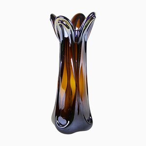 Italian Amber Colored Vase in Murano Glass with Chrome Effect, 1970-TQA-1322003