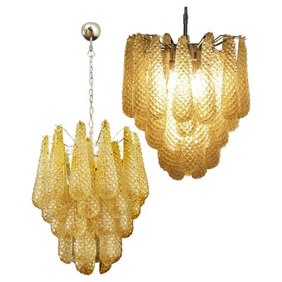 Italian Amber Crystal Chandeliers, Murano, Set of 2-OVO-1235229