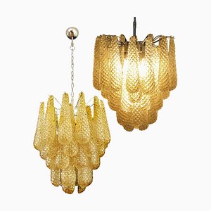 Italian Amber Crystal Chandeliers, Murano, Set of 2-OVO-1235229