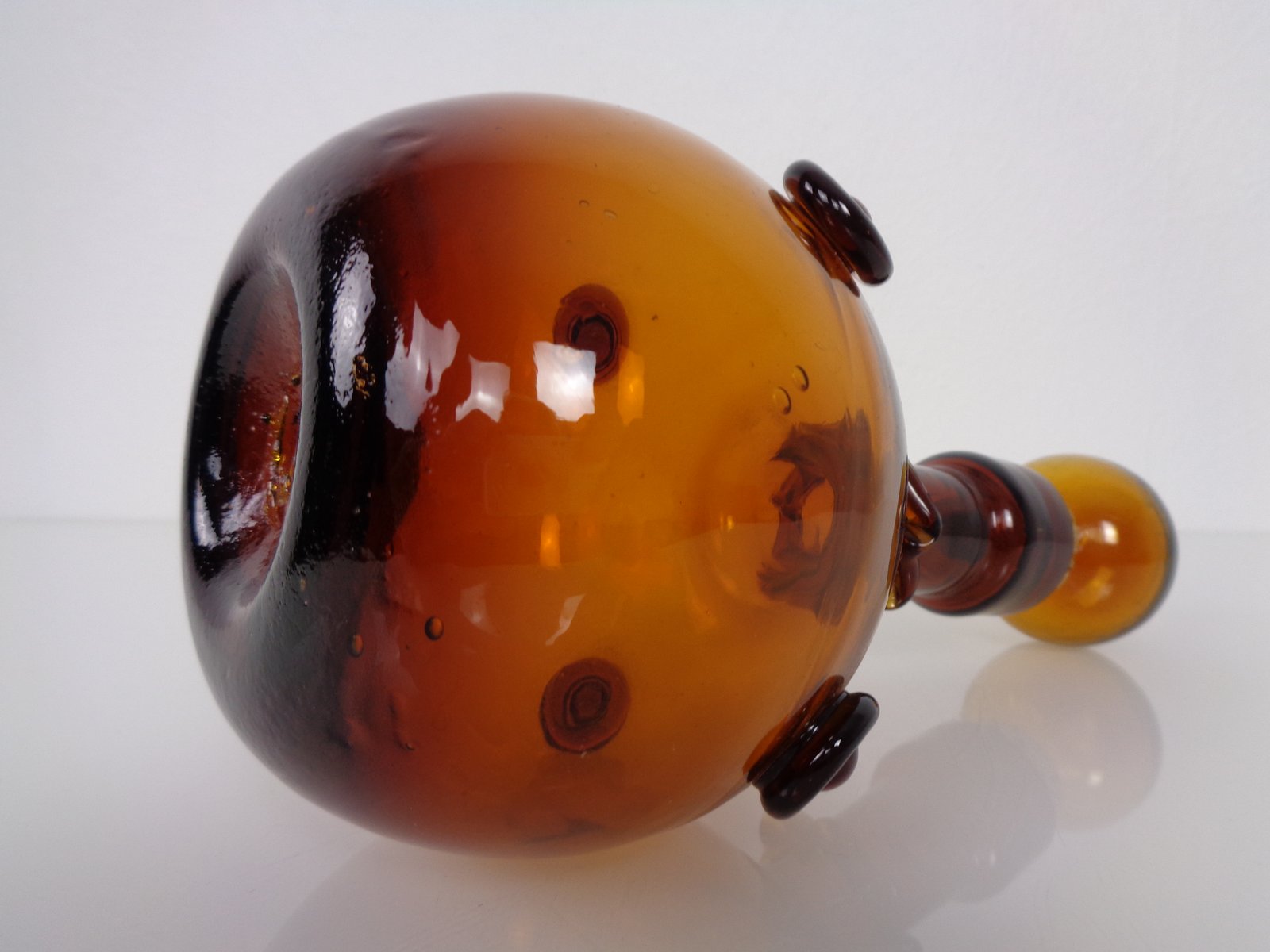 Italian Amber Glass Decanter with Stopper, 1960s