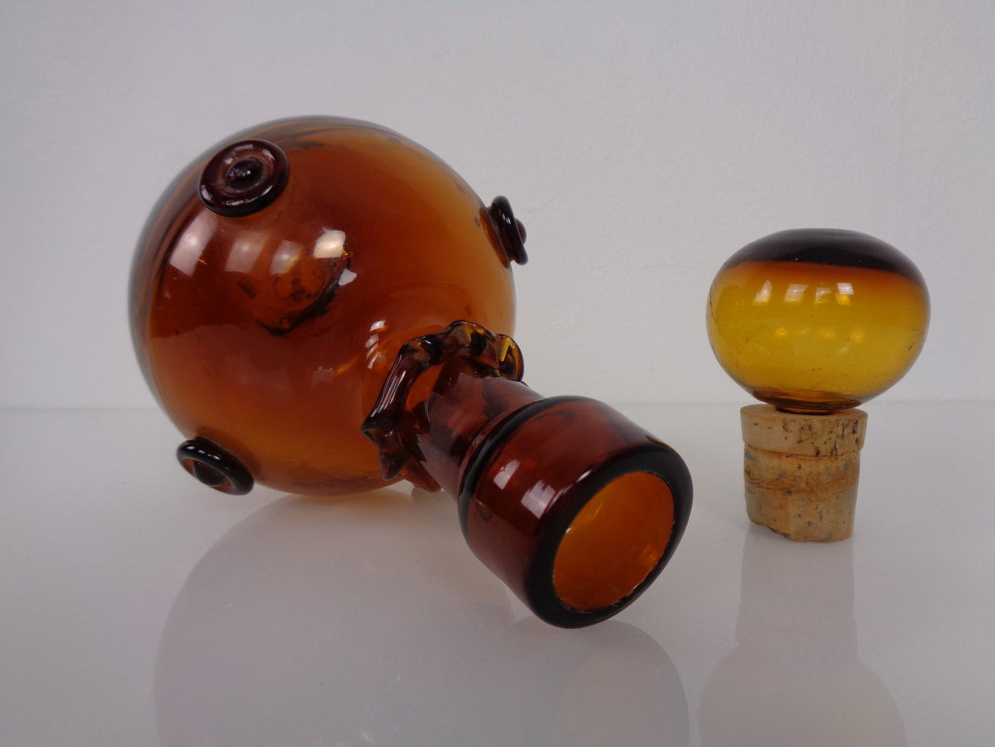 Italian Amber Glass Decanter with Stopper, 1960s