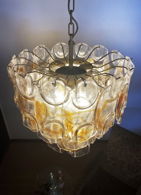 Italian Amber Murano Crostoli Glass Chandelier from Mazzega, 1990s-FHZ-1275666