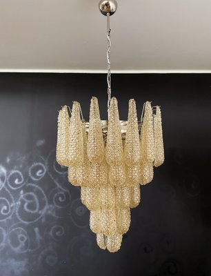 Italian Amber Murano Glass Chandelier with 52 Drop Petals, 1990s-FHZ-1818562