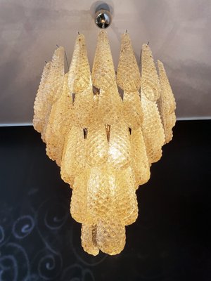 Italian Amber Murano Glass Chandelier with 52 Drop Petals, 1990s-FHZ-1818562