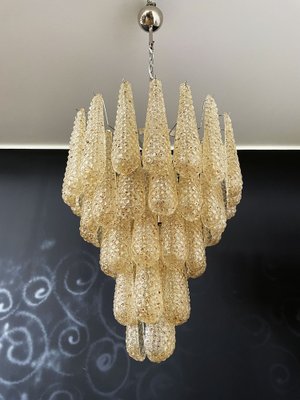 Italian Amber Murano Glass Chandelier with 52 Drop Petals, 1990s-FHZ-1818562