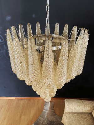 Italian Amber Murano Glass Chandelier with 52 Drop Petals, 1990s-FHZ-1818562