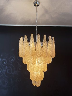 Italian Amber Murano Glass Chandelier with 52 Drop Petals, 1990s-FHZ-1818562