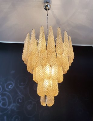 Italian Amber Murano Glass Chandelier with 52 Drop Petals, 1990s-FHZ-1818562