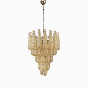 Italian Amber Murano Glass Chandelier with 52 Drop Petals, 1990s-FHZ-1818562