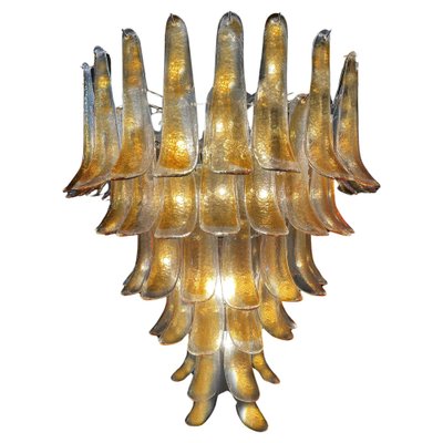 Italian Amber Murano Glass Petal Chandelier-OVO-1817276