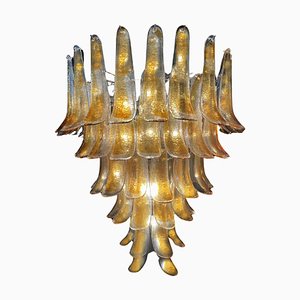 Italian Amber Murano Glass Petal Chandelier-OVO-1817276