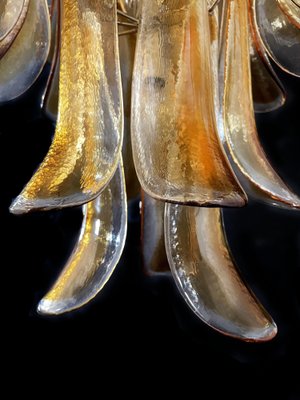 Italian Amber Murano Glass Petal Chandeliers, Set of 2-OVO-1817277