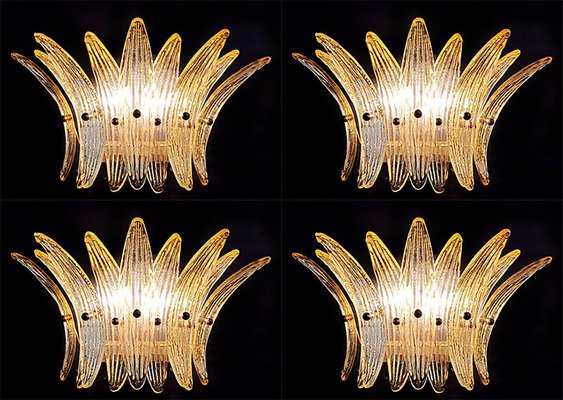 Italian Amber Palmette Sconces, Set of 4-OVO-1235287