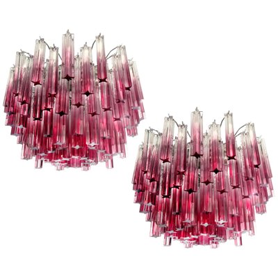 Italian Ametyst Shade Chandeliers in Murano, 1980s, Set of 2-OVO-1235248